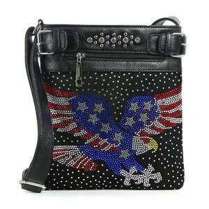 NEW HANDBAG EXPRESS patriotic bling crossbody handbag in black